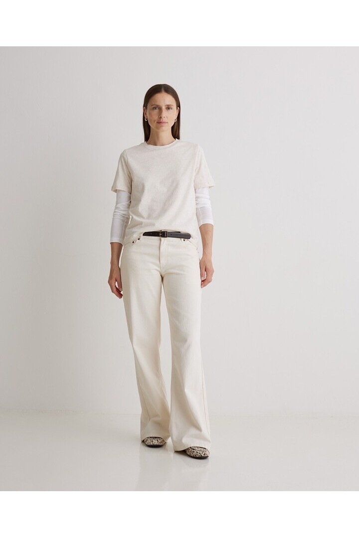 Ecru organic-cotton wide-leg jeans
