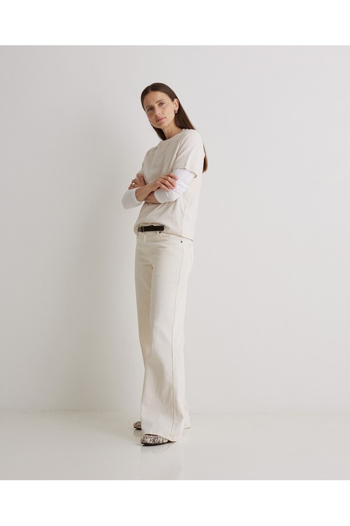 Ecru organic-cotton wide-leg jeans