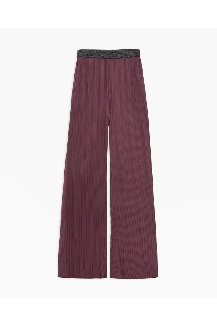 Aubergine wide pleated trousers