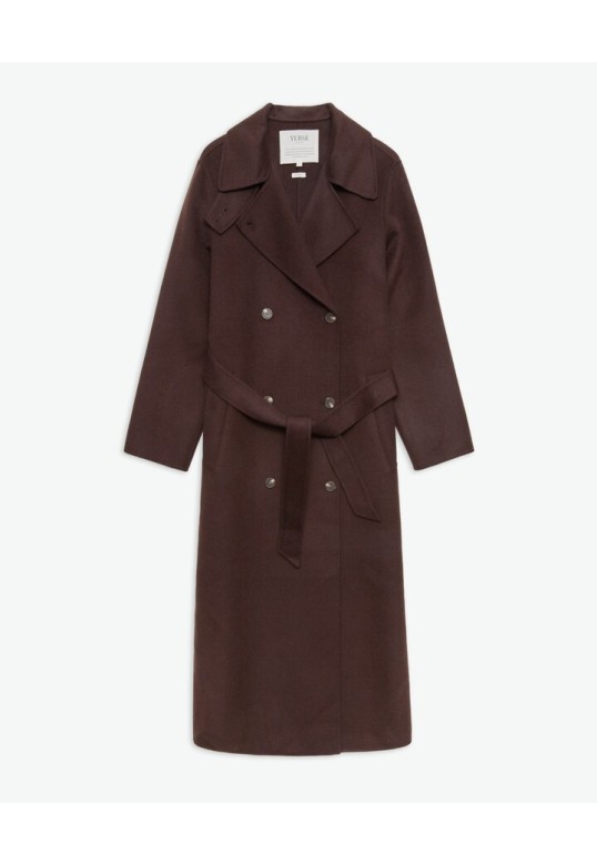 Handmade wool-blend long coat chocolate