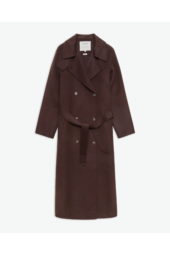Handmade wool-blend long coat chocolate