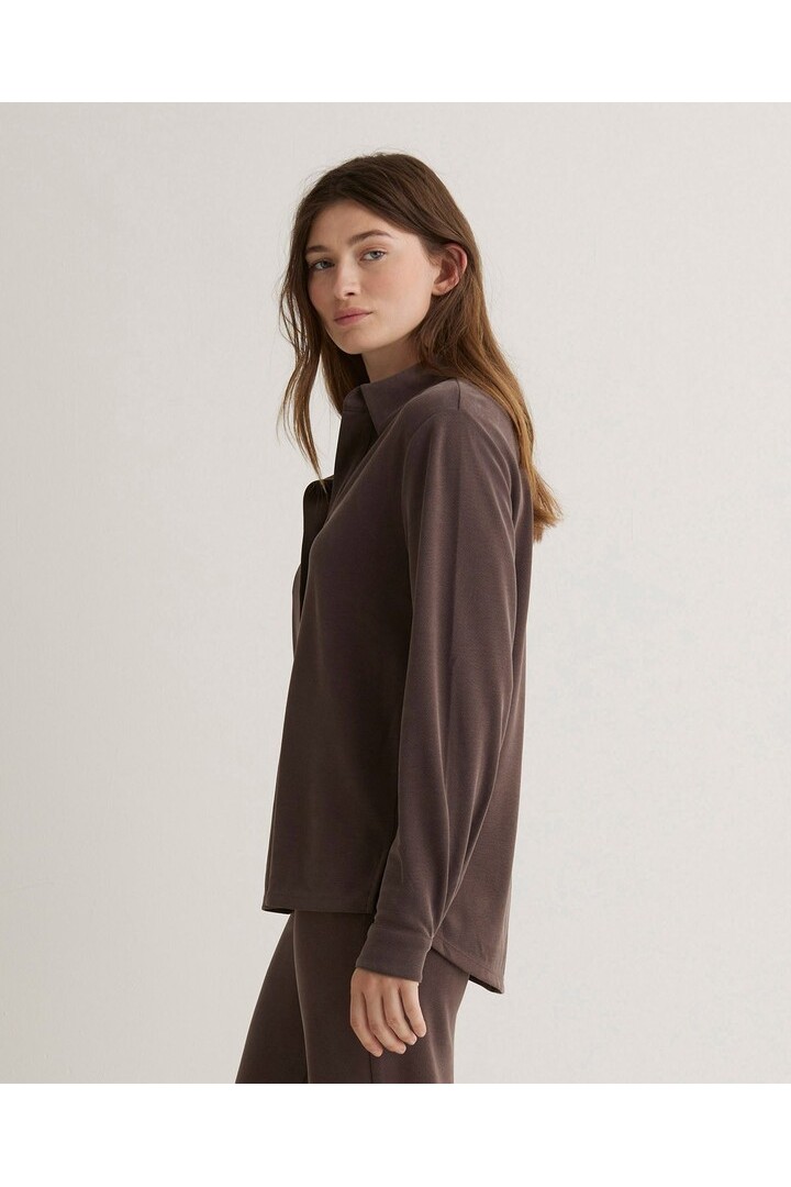 Chocolate knit polo collar shirt