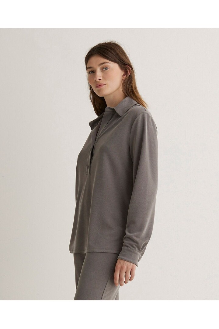 Anthracite knit polo collar shirt