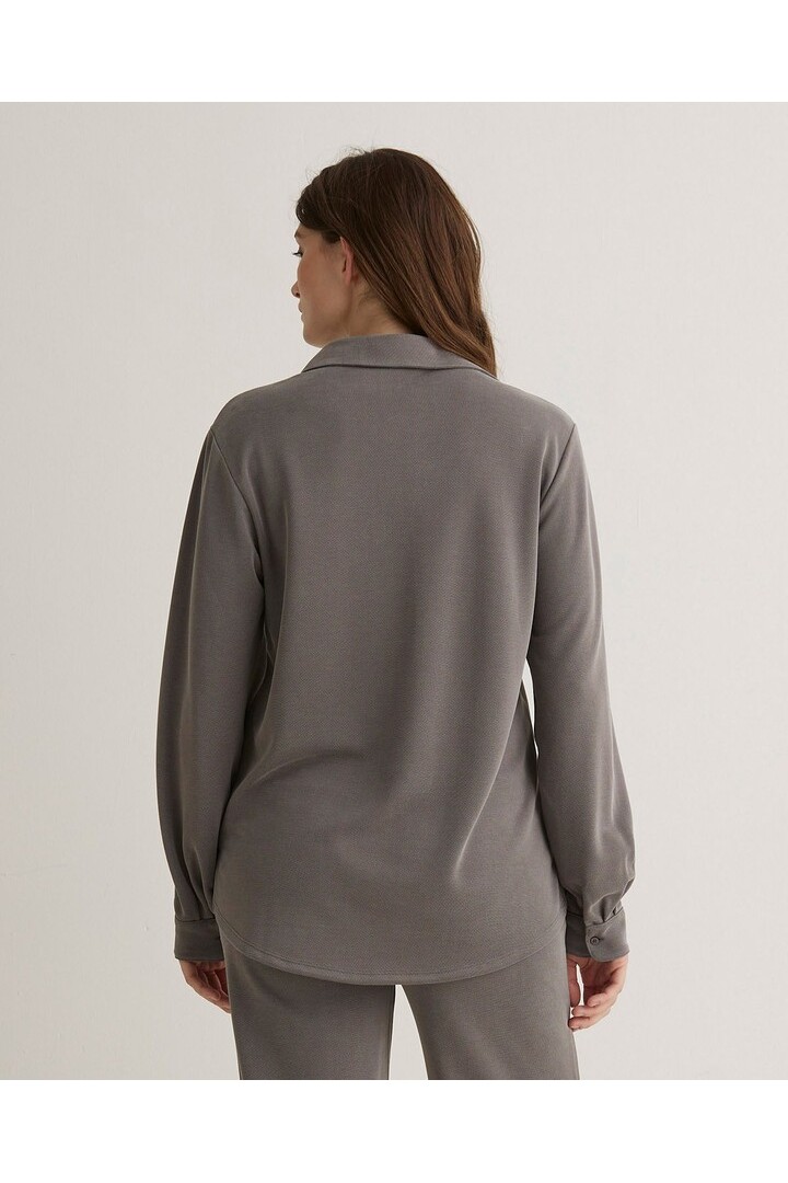 Anthracite knit polo collar shirt
