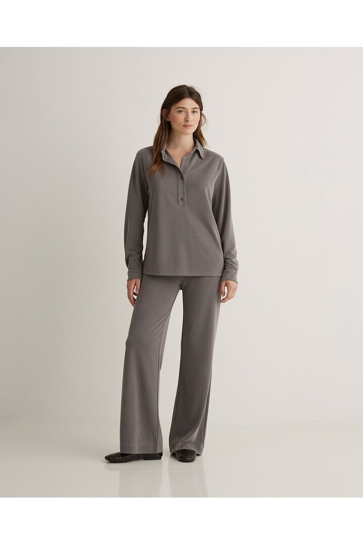 Anthracite knit polo collar shirt