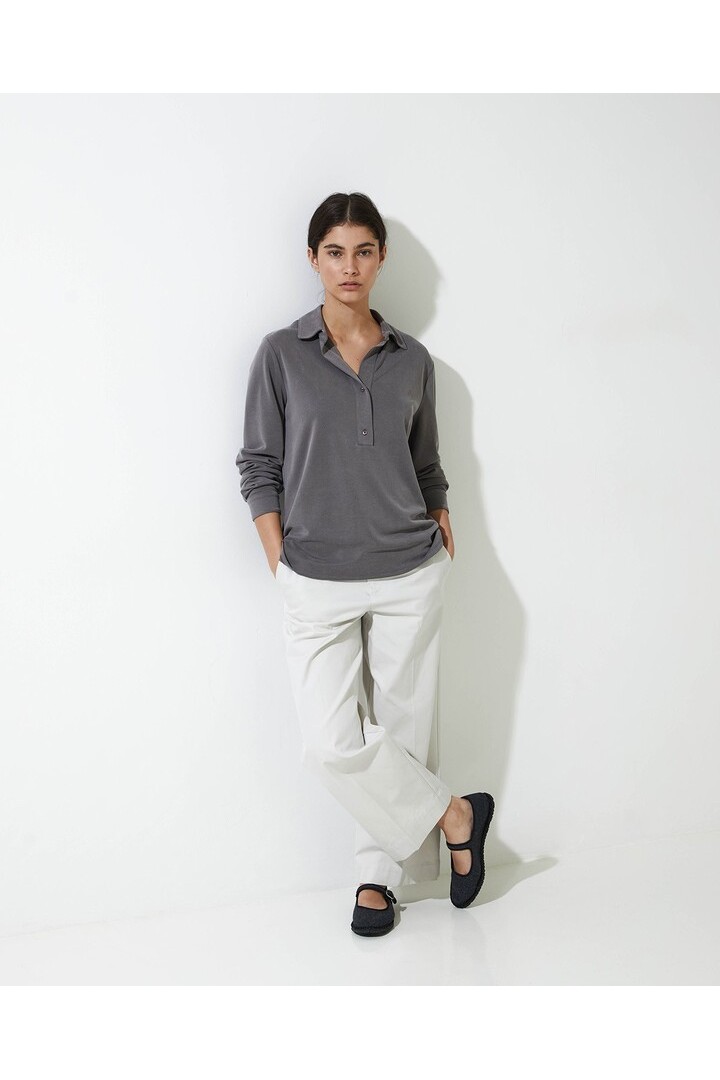 Anthracite knit polo collar shirt