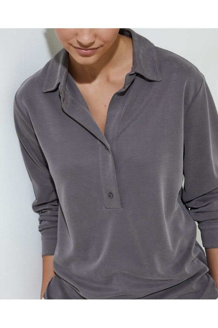 Anthracite knit polo collar shirt
