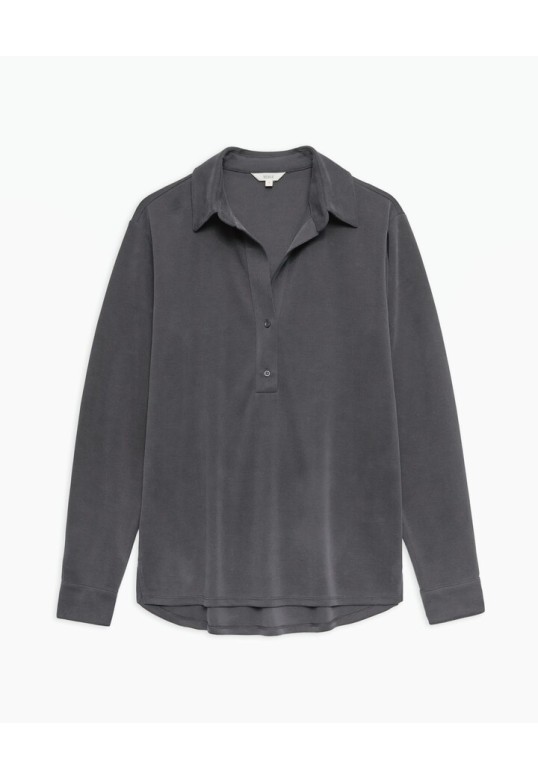 Anthracite knit polo collar shirt