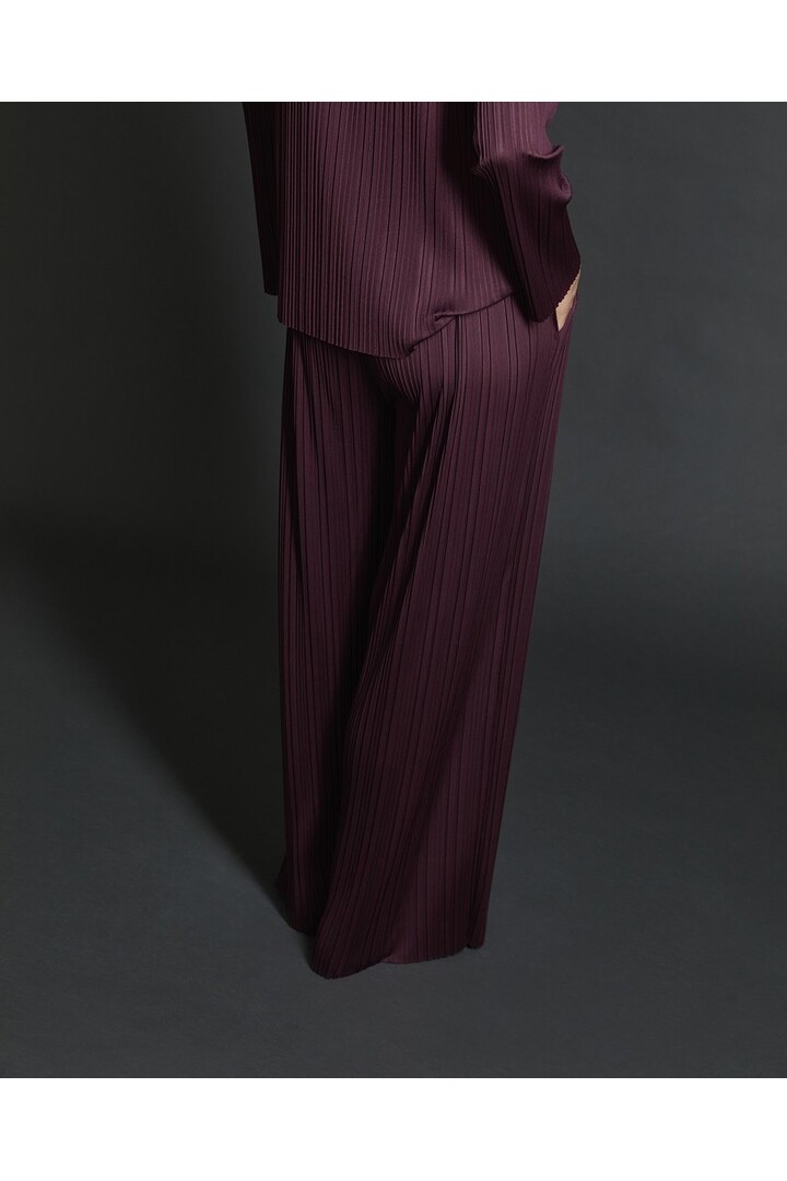 Aubergine wide pleated trousers