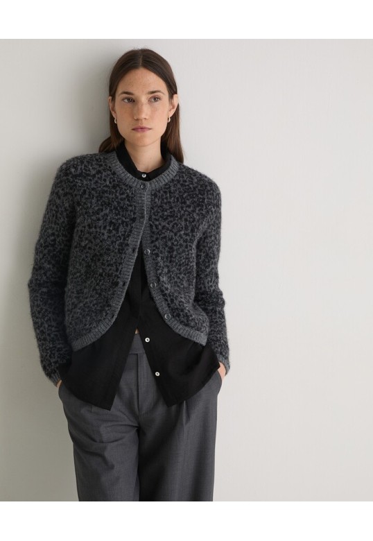 Grey leopard-print cardigan