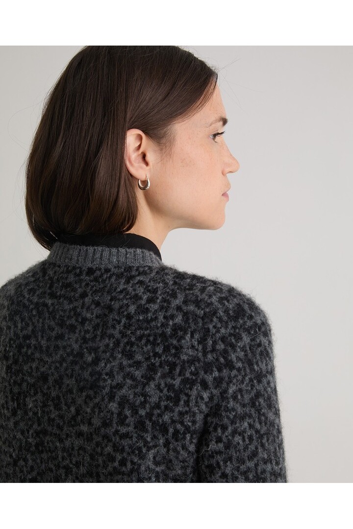 Grey leopard-print cardigan