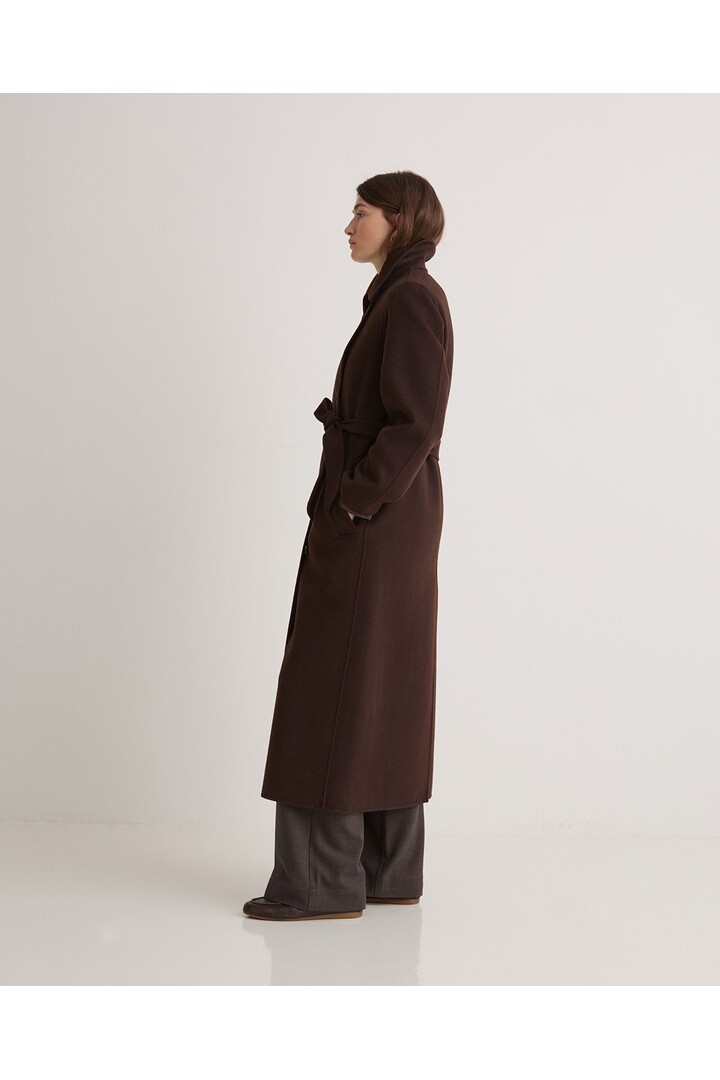 Handmade wool-blend long coat chocolate
