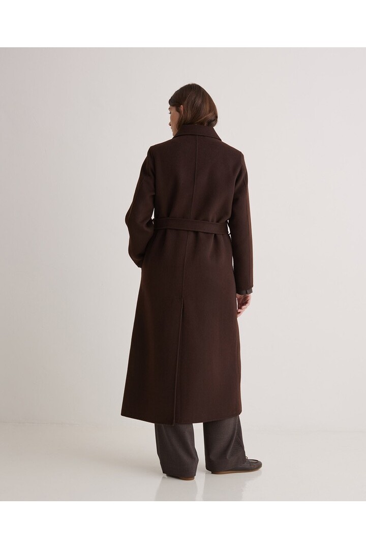 Handmade wool-blend long coat chocolate