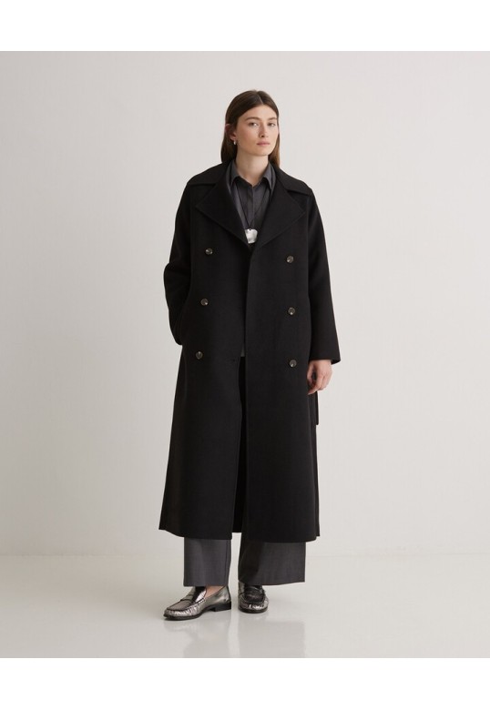 Handmade wool-blend long coat black