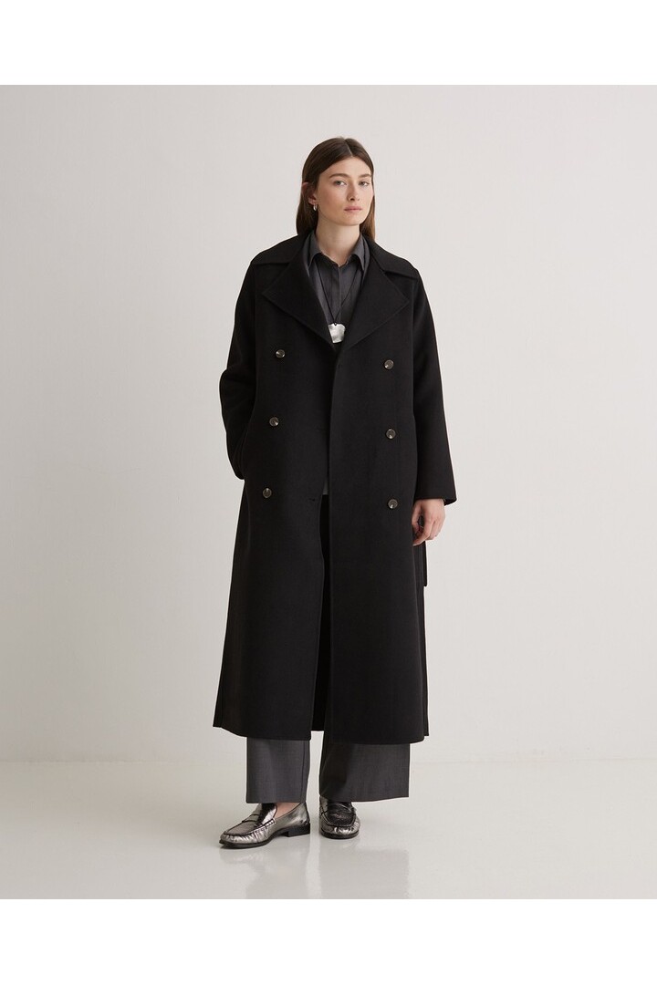 Handmade wool-blend long coat black