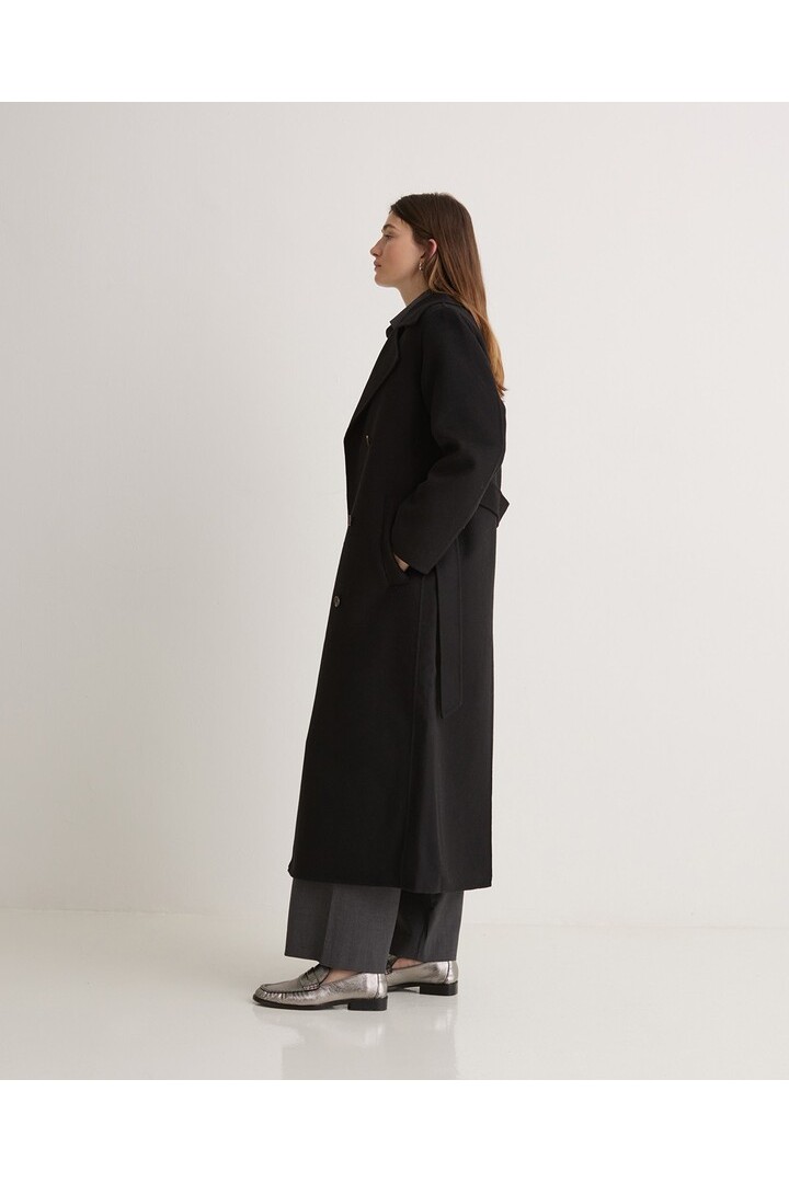 Handmade wool-blend long coat black