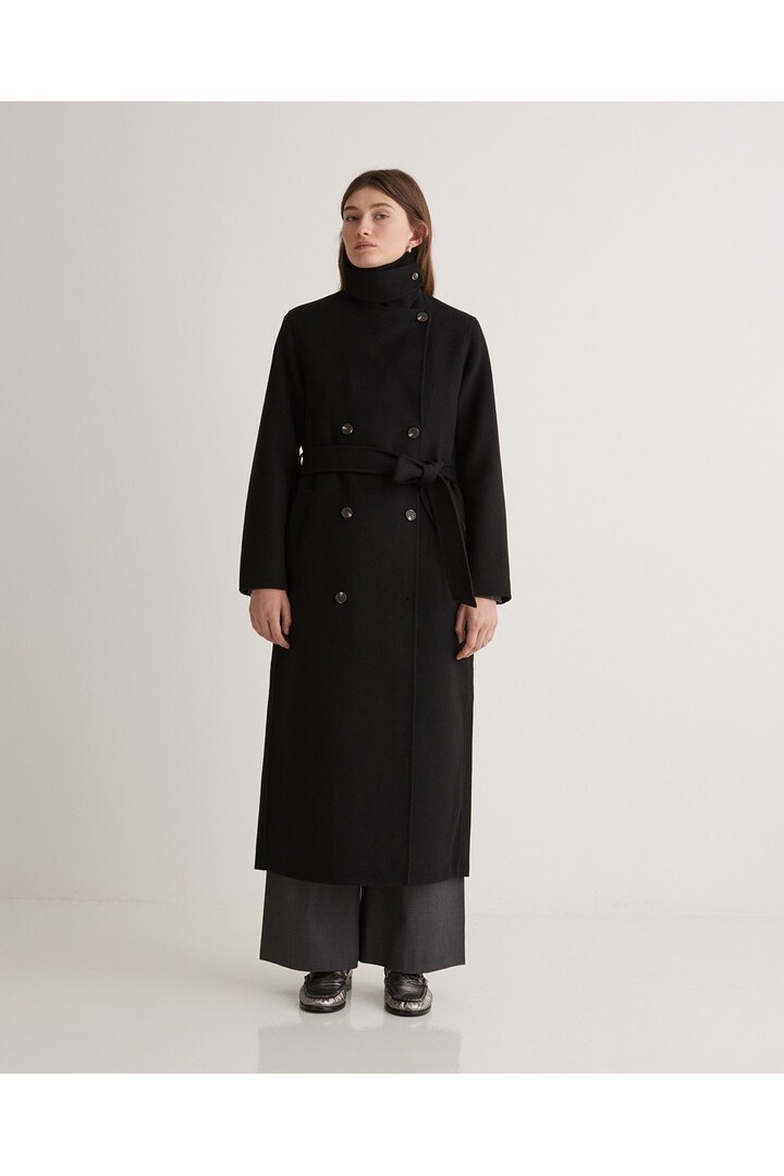 Handmade wool-blend long coat black