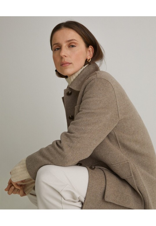 Handmade wool-blend short coat brown