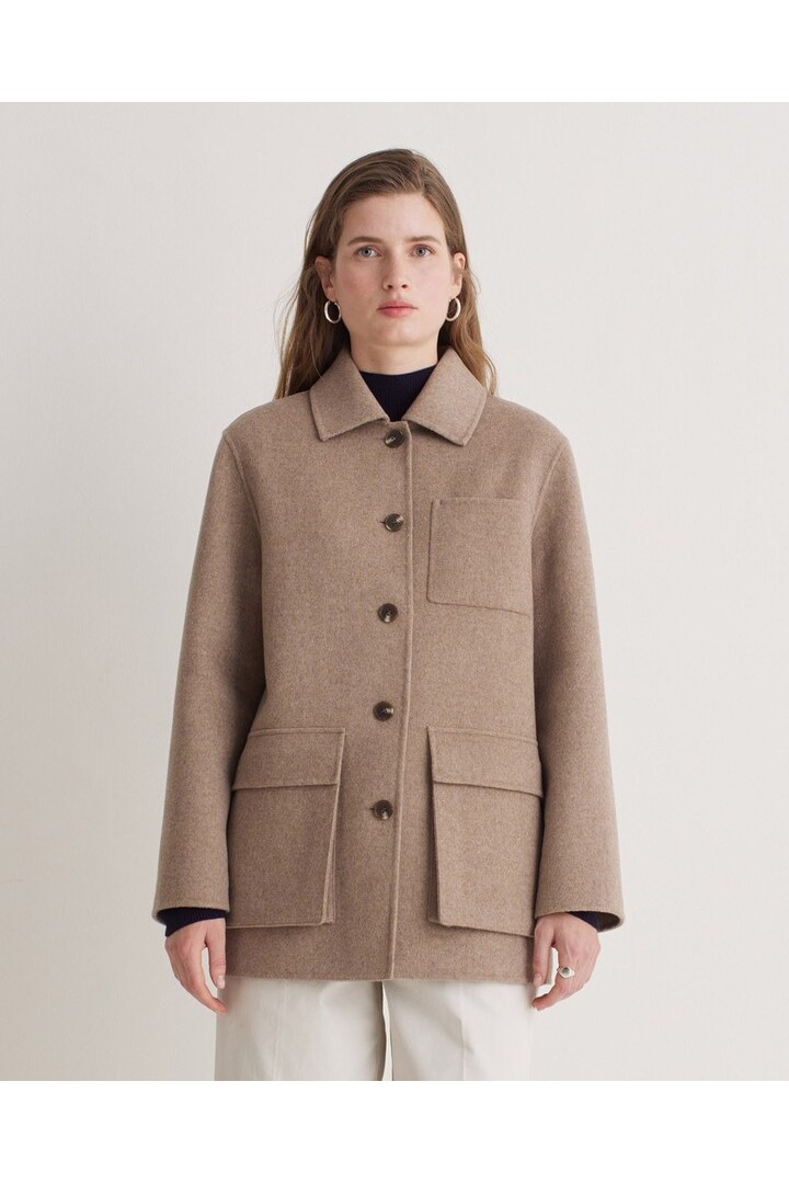 Handmade wool-blend short coat brown