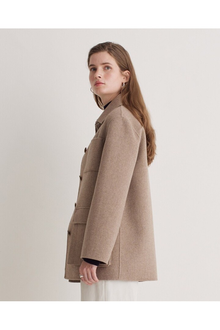 Handmade wool-blend short coat brown