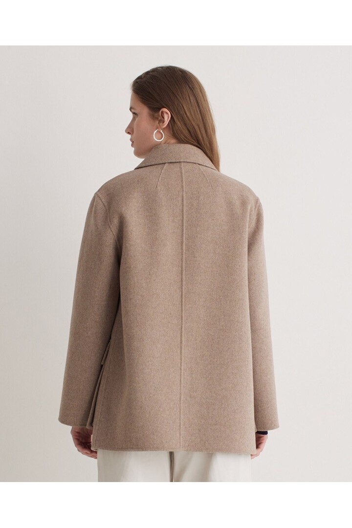 Handmade wool-blend short coat brown