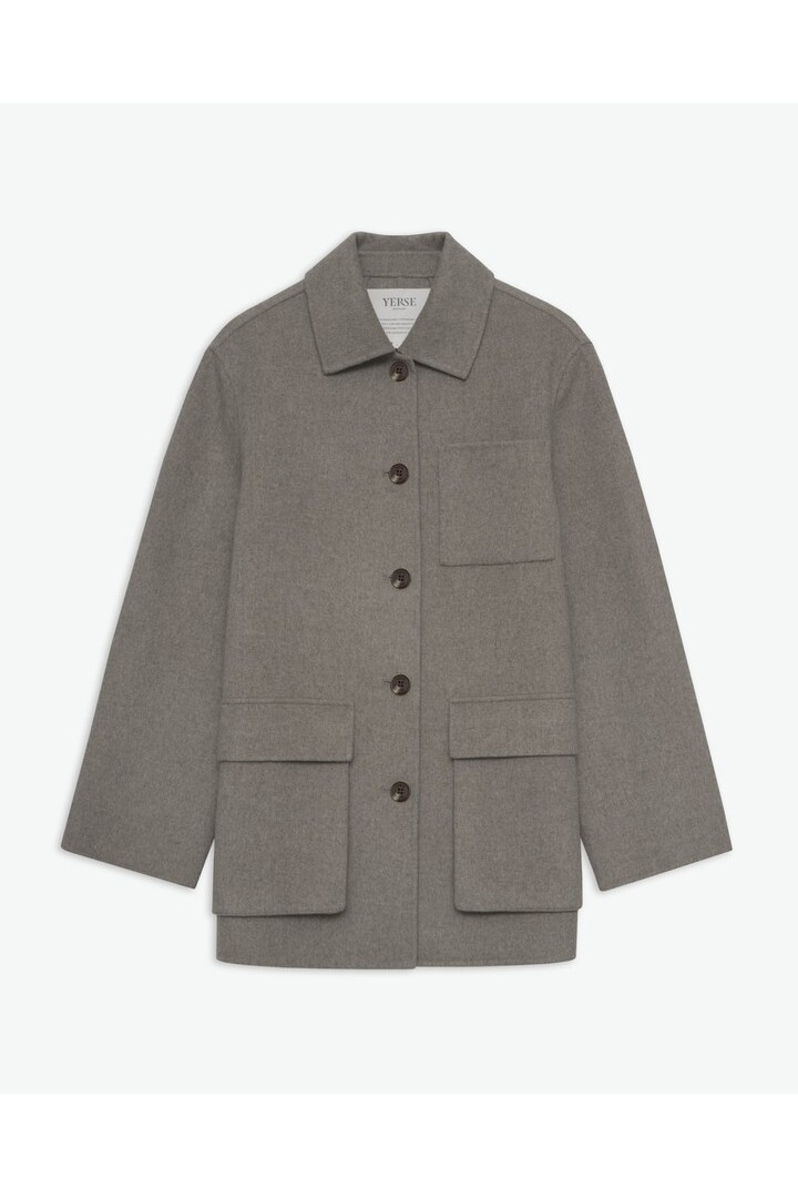 Handmade wool-blend short coat brown