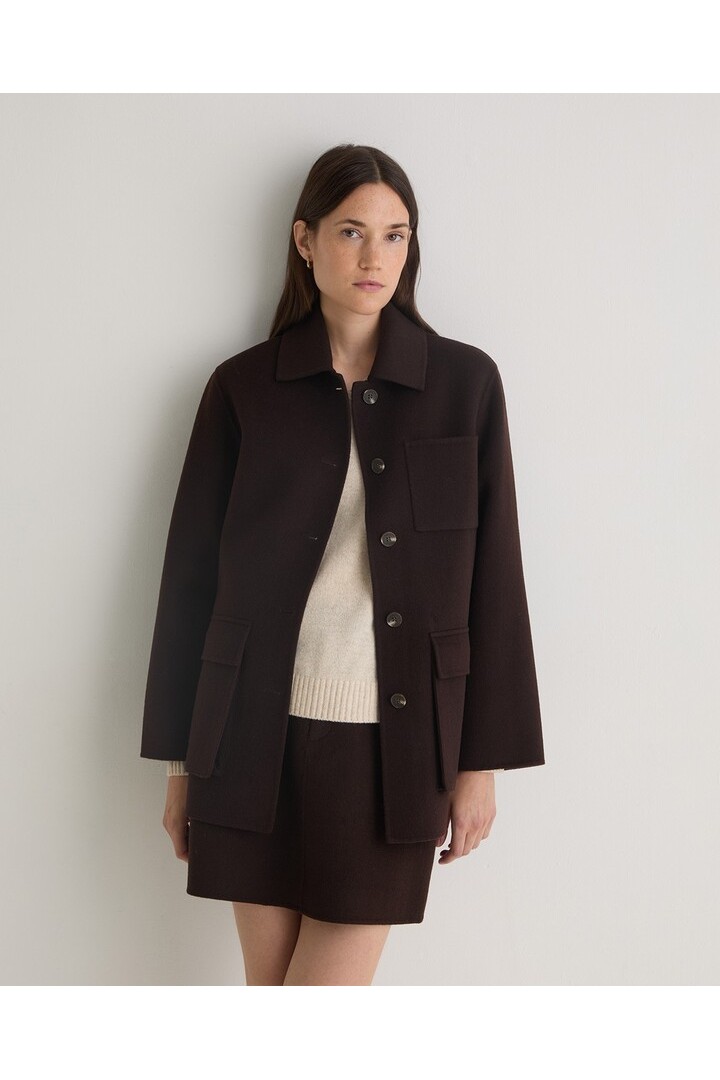 Chocolate wool-blend short coat
