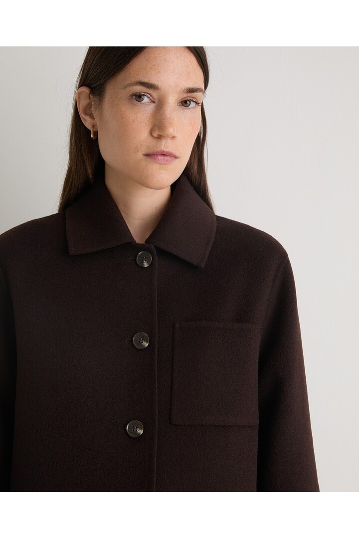 Chocolate wool-blend short coat