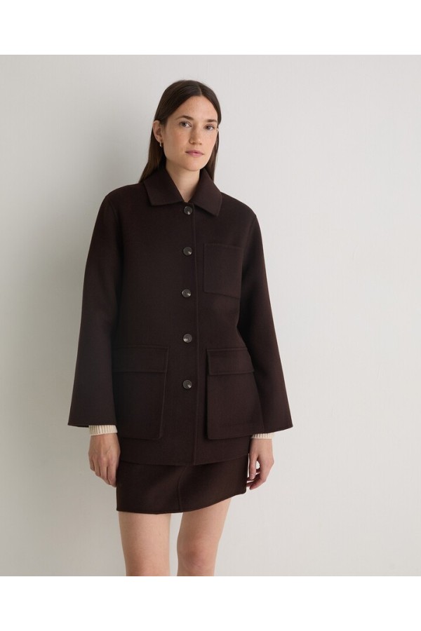 Chocolate wool-blend short coat