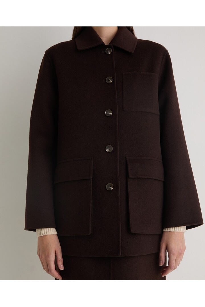 Chocolate wool-blend short coat