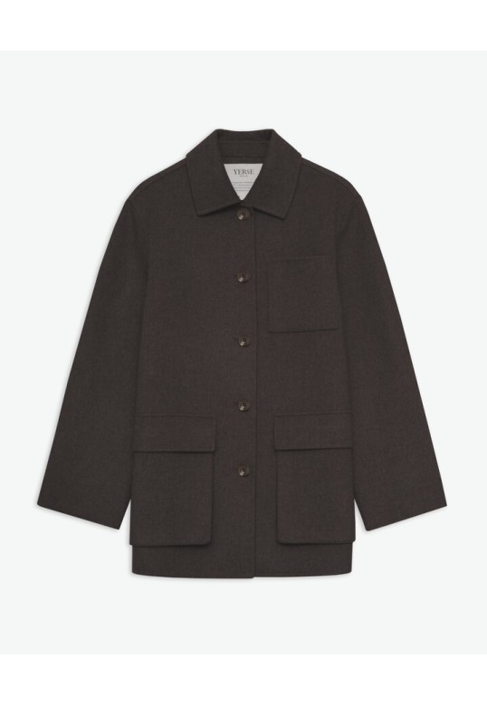 Chocolate wool-blend short coat