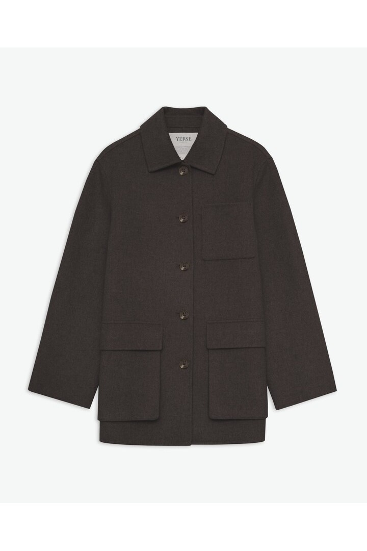 Chocolate wool-blend short coat
