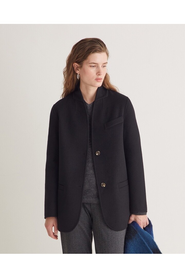Handmade double-faced wool-blend coat black