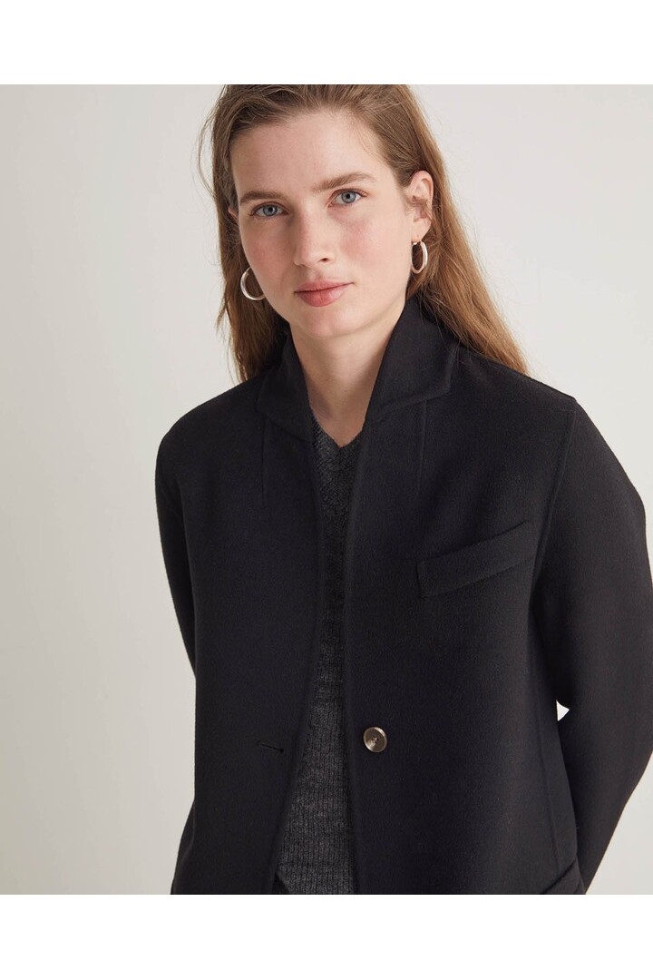 Handmade double-faced wool-blend coat black