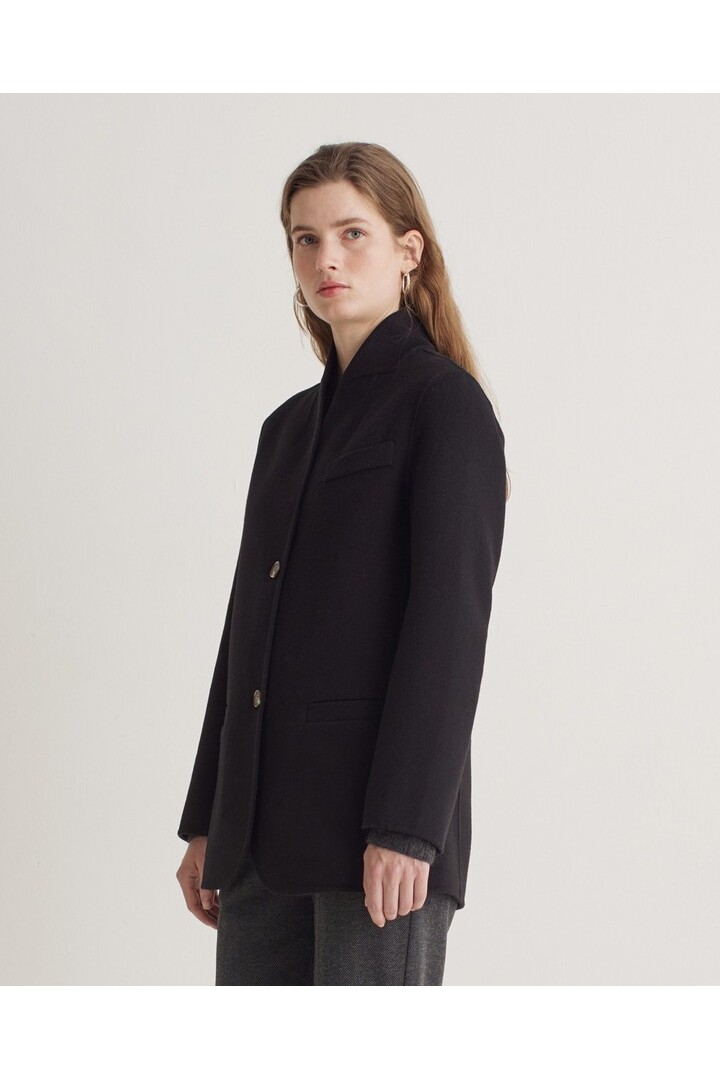 Handmade double-faced wool-blend coat black