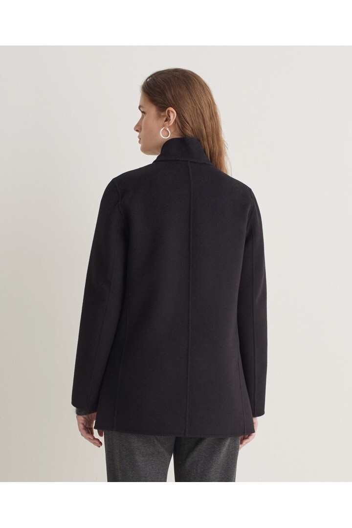 Handmade double-faced wool-blend coat black