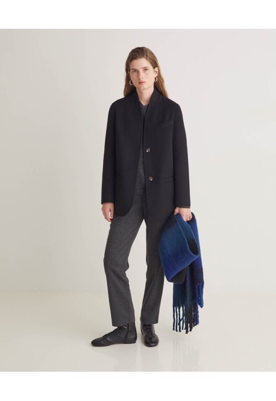 Handmade double-faced wool-blend coat black