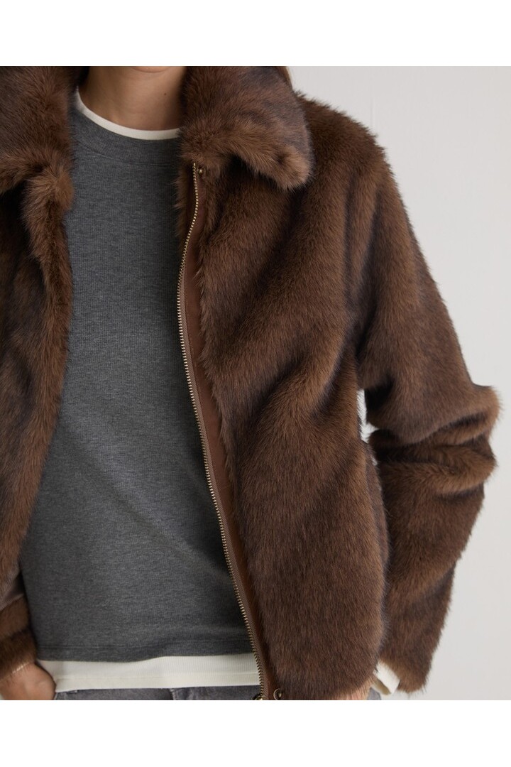 Brown faux-fur short coat
