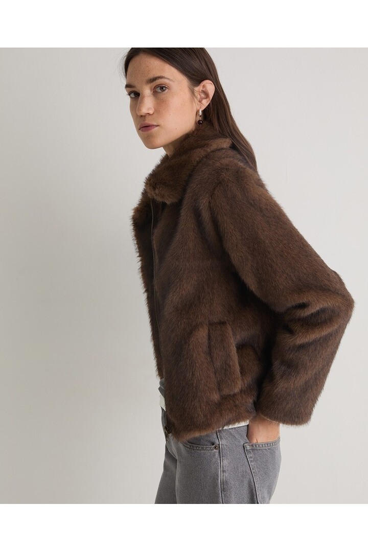Brown faux-fur short coat