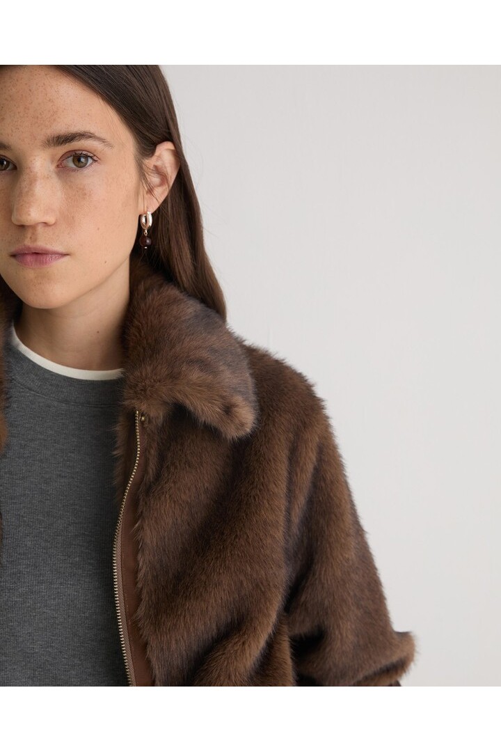 Brown faux-fur short coat