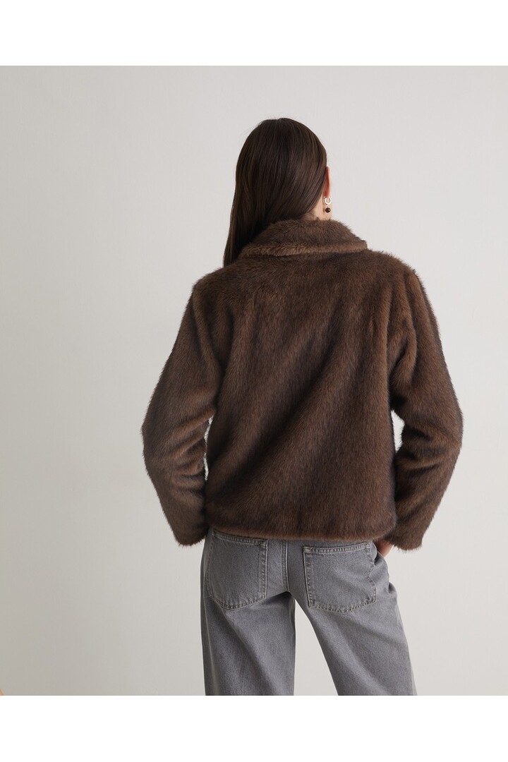 Brown faux-fur short coat