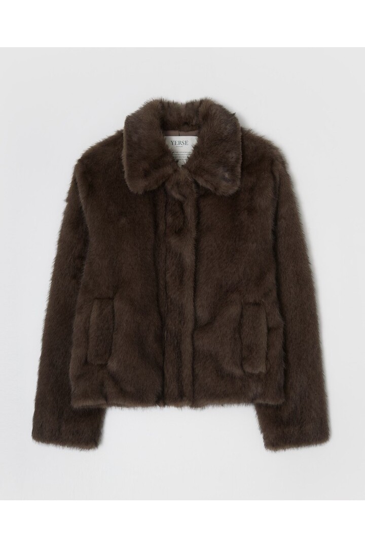 Brown faux-fur short coat