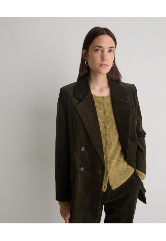 Khaki cotton corduroy blazer
