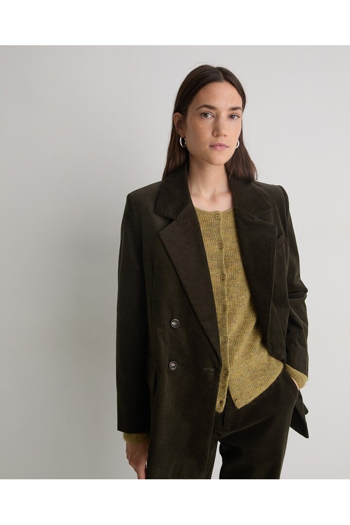 Khaki cotton corduroy blazer