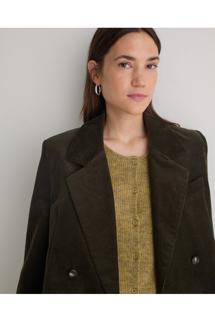 Khaki cotton corduroy blazer