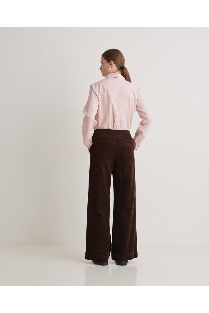 Chocolate corduroy flared trousers