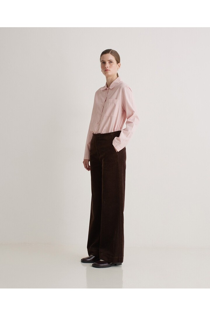 Chocolate corduroy flared trousers