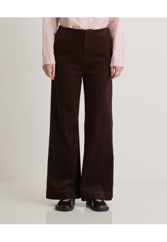 Chocolate corduroy flared trousers