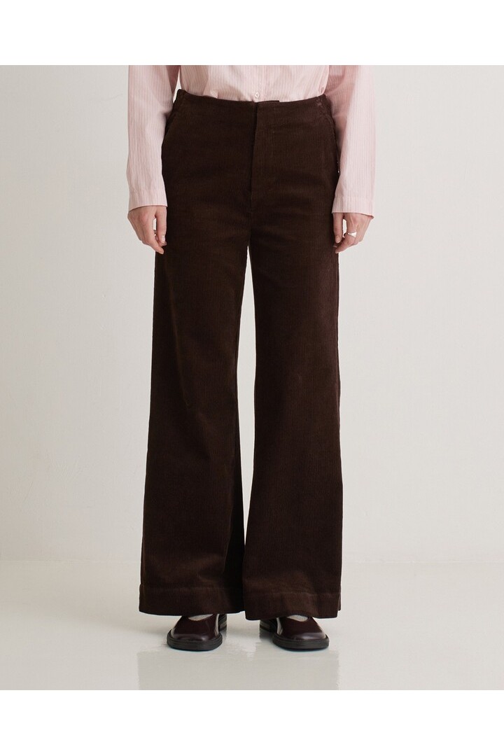 Chocolate corduroy flared trousers