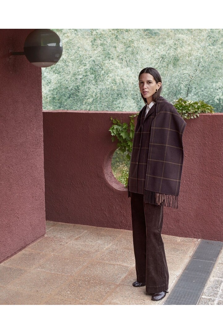 Chocolate corduroy flared trousers